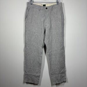 J Crew Men Classic Fit Linen Pants Size 32Wx30L* Gray Casual Flat Front Trousers
